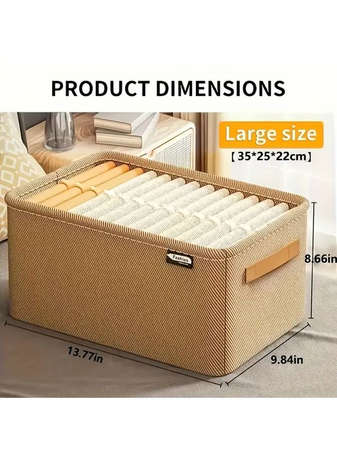 Gray 4 Piece Fabric Storage Baskets With Handles For Clothes Towels Toys Organizer - Image 5